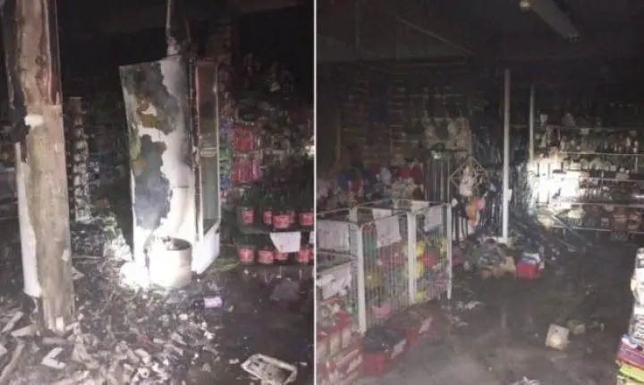 Incêndio em prédio com restaurante mobiliza resgate e homem é socorrido em Nova Trento